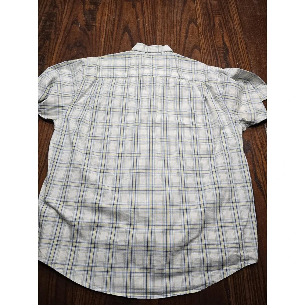 Wrangler Hero Mens XL Plaid Short Sleeve Button Down Shirt Blue Yellow MMTH71992